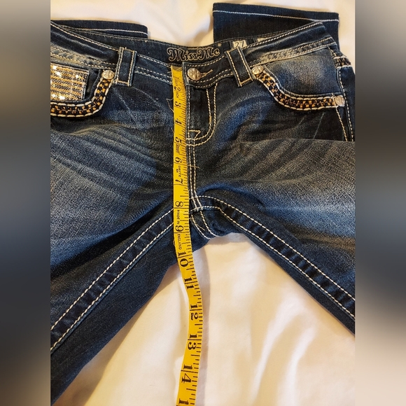 Miss Me Dark Blue Signature Straight Jeans with Embellished Pockets -27x33 - Picture 6 of 9